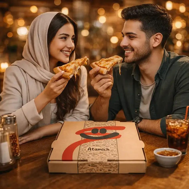 دختر پسر پیتزا